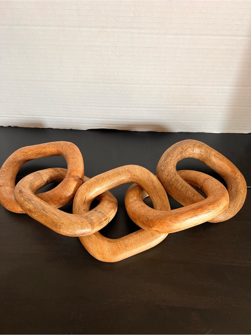 Hand-Finished Wooden Chain Sculpture - Brown Decorative Accent